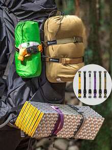 Multicolor Adjustable Nylon Camping Lashing Strap With Quick Release Buckle, Outdoor Gear Fixing Band, For Backpack, Sleeping Pad Mat, Tent Accessory, Hiking, Autumn Trip, Travel Load Securing Storage Supplies - Multiple Styles - View 2