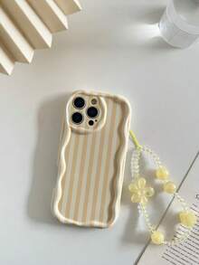 奶油色紋理彩繪波浪邊防震手機殼附鍊條，適用於 iPhone 14、14 Pro、14 Pro Max、13、13 Pro、13 Pro Max、11、11 Pro Max、12、12 Pro、12 Pro Max、XR、7、8、GES2、XS、15、15 Pro、15 Pro Max、16、16 Pro、16 Pro Max、S23、S24、S25、S24 Plus、S25 Plus、A56、A36、A26、A13 4G、A22、A21S、A51 4G、A52、S22 Ultra、A33 5G 系列手機保護殼 - 彩色 - 查看 8