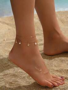 1pc Exquisite Double Layer Butterfly Pearl Anklet, Minimalist Fashionable Luxury Versatile Commute, Elegant Romantic Charm For Ankle - Anklet - View 6