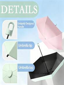 1pc 50% Off Mini Travel Folding Umbrella, Compact Portable Pocket Sun Umbrella, Capsule Style UV Protection Sun And Rain Umbrella, With Rotatable Open/Close Ring Handle, Suitable For Travel, Hiking, College Students, Office Workers, Back To School, Outdoor Essential - Multicolor - View 4