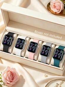Set de 5 relojes deportivos digitales unisex con monitor de frecuencia cardíaca electrónico (sin caja) - Multicolor - Ver 18