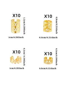 40件金色編髮髮飾，多款髮環，可調節，適用於編髮、髒辮，髒辮髮飾，女款與女孩款 - 金色 - 查看 8