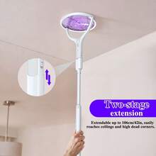 2 In 1 Extendable Electric Bug Zapper Racket With Purple Light Lure USB Rechargeable 3 Layer Mesh For Indoor Bedroom Patio Camping Backyard Use - A - View 6