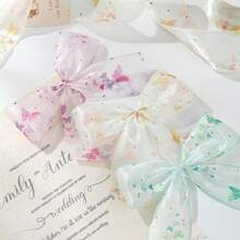 Rhinestone Snow Chiffon Ribbon DIY Bow Hair Accessory Straw Hat Flower Shop Fresh Flower Packaging Ribbon Silver Dot Silky Snow Chiffon Woven Tape - Multicolor - View 6