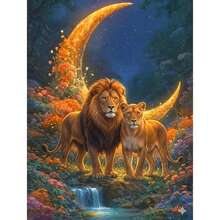 1PC DIY 5D Diamond Painting Kit Lion Pattern - Round Full Drill Art Mosaic Craft, Home Wall Decor, Frameless - No Frame - View 1