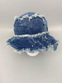 Unisex Hat, Beach Fashion Hat, Windproof, Sun Protection, UV Protection, 3D Design, Foldable, Fashionable And Versatile, Suitable For Beach, Outing, Camping, Hiking And Various Occasions - Frayed Denim - View 6