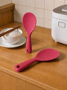 Cuchara de arroz de silicona antiadherente y resistente al calor, diseño de una sola pieza, mango ergonómico, duradera y fácil de limpiar, adecuada para arroz, ensalada, puré de papas, utensilio de cocina - Ver 4