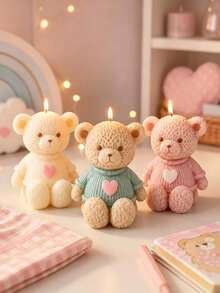 1pc Heart-Shaped Sweater Bear Silicone Mold, Suitable For DIY Crafts - Suitable For Handmade Sweater Bears, Candle Making, Wax Mold, Rectangular Bear Shape With Sweater, Desktop Decoration For DIY Enthusiasts And Artisans - Sweater Bear Mold - View 7