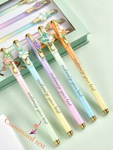 Custom Text Logo Stationery Floral Goddess Signature Pen, Customized ...