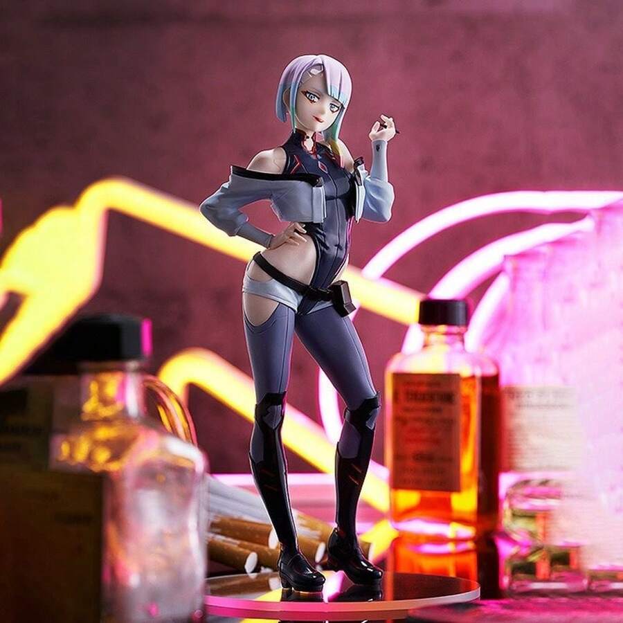 Cyberpunk Anime Girl Figurine, Mechanical Style Collectible Head Model With Neon Tech Design, Cute Sweet Exquisite Statue Suitable For Desktop Display And Car Dashboard Decoration, Futuristic Unique Gift For Tech Aesthetic Collectors, Suitable For Ages 15 And Above - Multicolor - View 1
