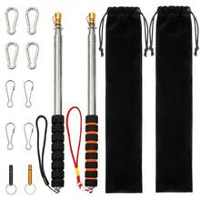 2 Pack Telescoping Handheld Flag Pole 8.2FT/2.5M, Portable Stainless Steel Flagpole With Storage Bag And 4 Pcs Clips And Whistle For Sports Events, Festival, Parade, And - Orange Black - View 9