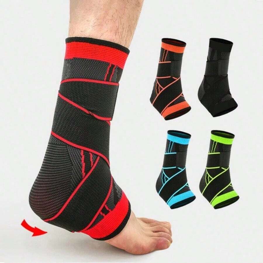 Adjustable Ankle Brace With Compression Sleeve, Strong & Comfortable Ankle Stabilizer With Breathable Design And Buckle - Multicolor - View 1
