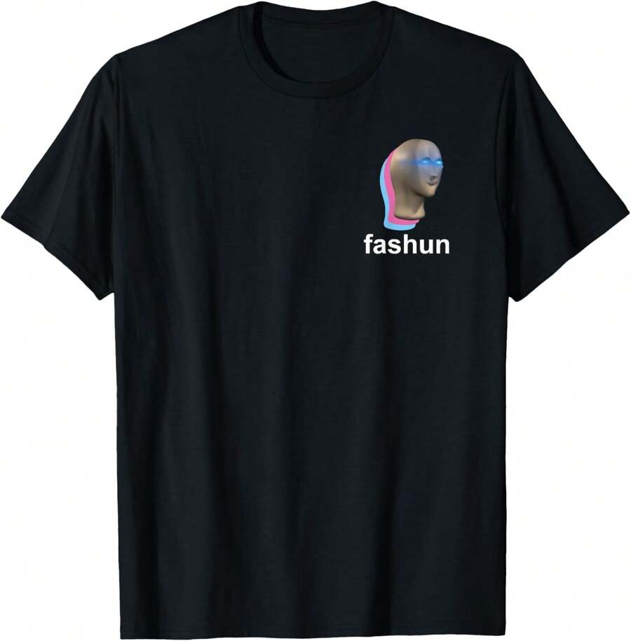 Local Stock,Marque,Fashun Meme Man T-Shirt, Black, S - 黑色 - 查看 1