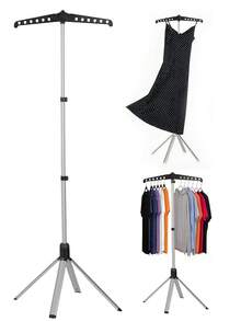 Soporte para vaporizador de mano con estante de secado perforado resistente al viento, estante plegable de pie para prendas del hogar, estante vertical telescópico ajustable en altura para dormitorio y vestidor - Ver 1