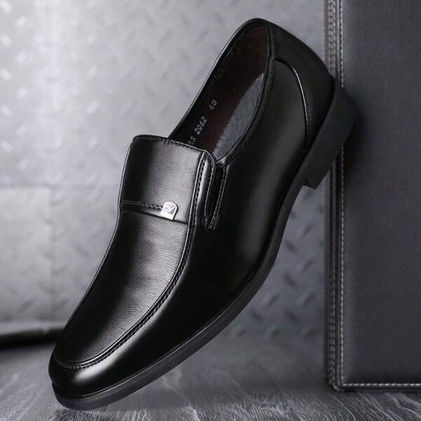 Men's Formal Leather Shoes, High-Quality PU Gentleman Business Dress Shoes, British Style Party Shoes, Christmas Birthday Party Shoes, Comfortable Casual Leather Shoes