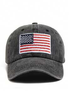 1 pieza Gorra de béisbol retro ajustable con bordado de bandera lateral, desgastada y suave, unisex, adecuada para deportes al aire libre, camping y uso diario - Bordado de bandera nacional - Ver 2