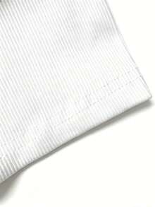 Solid Color Regular Shoulder Short Sleeve Women's Versatile Round Neck Slim Fit Flattering Elastic White Semi-Sheer T-Shirt Top Summer Casual - White - View 7