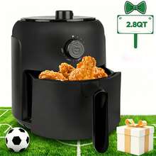 MIRASTON 2.8QT Small Air Fryer, Unique Mechanical Knob Design With Precise Adjustments For Healthy And Quick Meals, Black,Ideal For Small Spaces, Dishwasher,Kitchen Appliances,Kitchen,Kitchen Accessories,Gift,Christmas Gift,Thanksgiving Gift - US A Type Plug(110-127V) - View 2