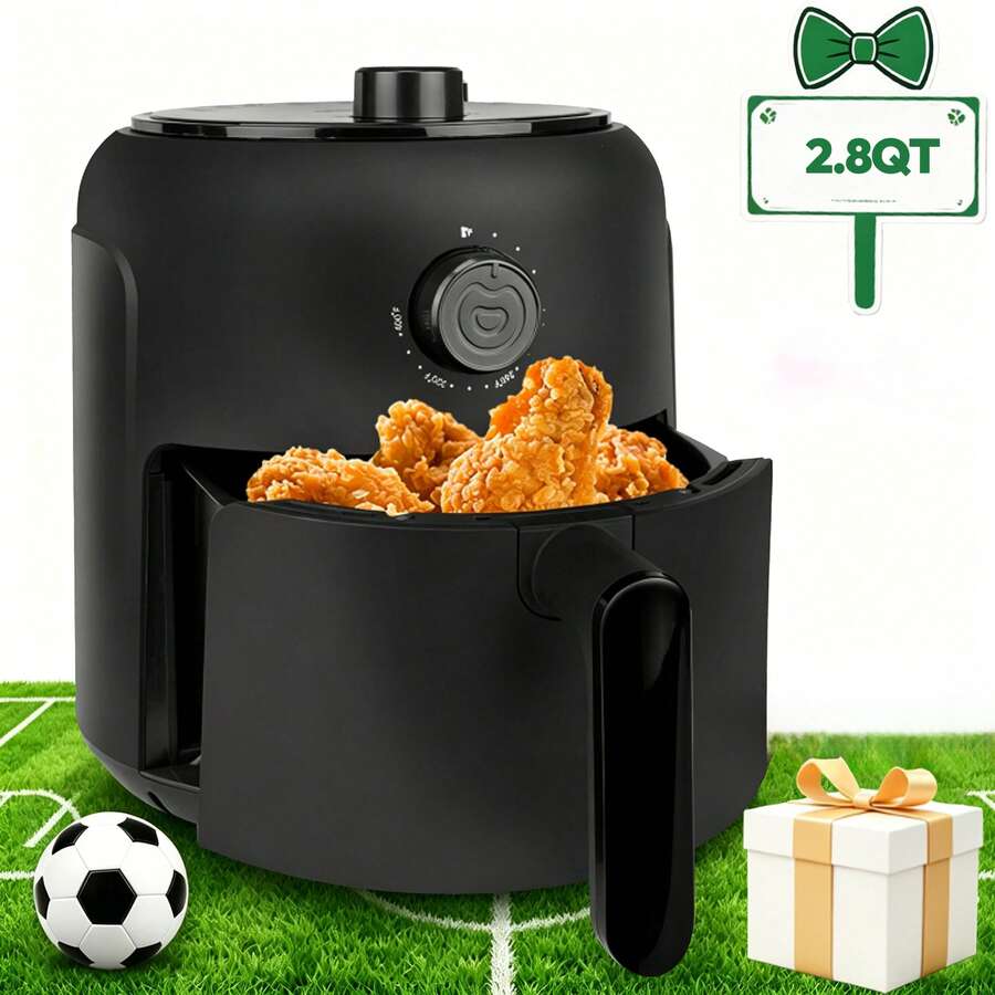MIRASTON 2.8QT Small Air Fryer, Unique Mechanical Knob Design With Precise Adjustments For Healthy And Quick Meals, Black,Ideal For Small Spaces, Dishwasher,Kitchen Appliances,Kitchen,Kitchen Accessories,Gift,Christmas Gift,Thanksgiving Gift