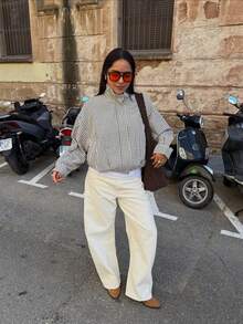 Camellia Spring/Summer New European And American Fashion Minimalist Stand Collar Long Sleeve Plaid Jacket - Lattice - View 5