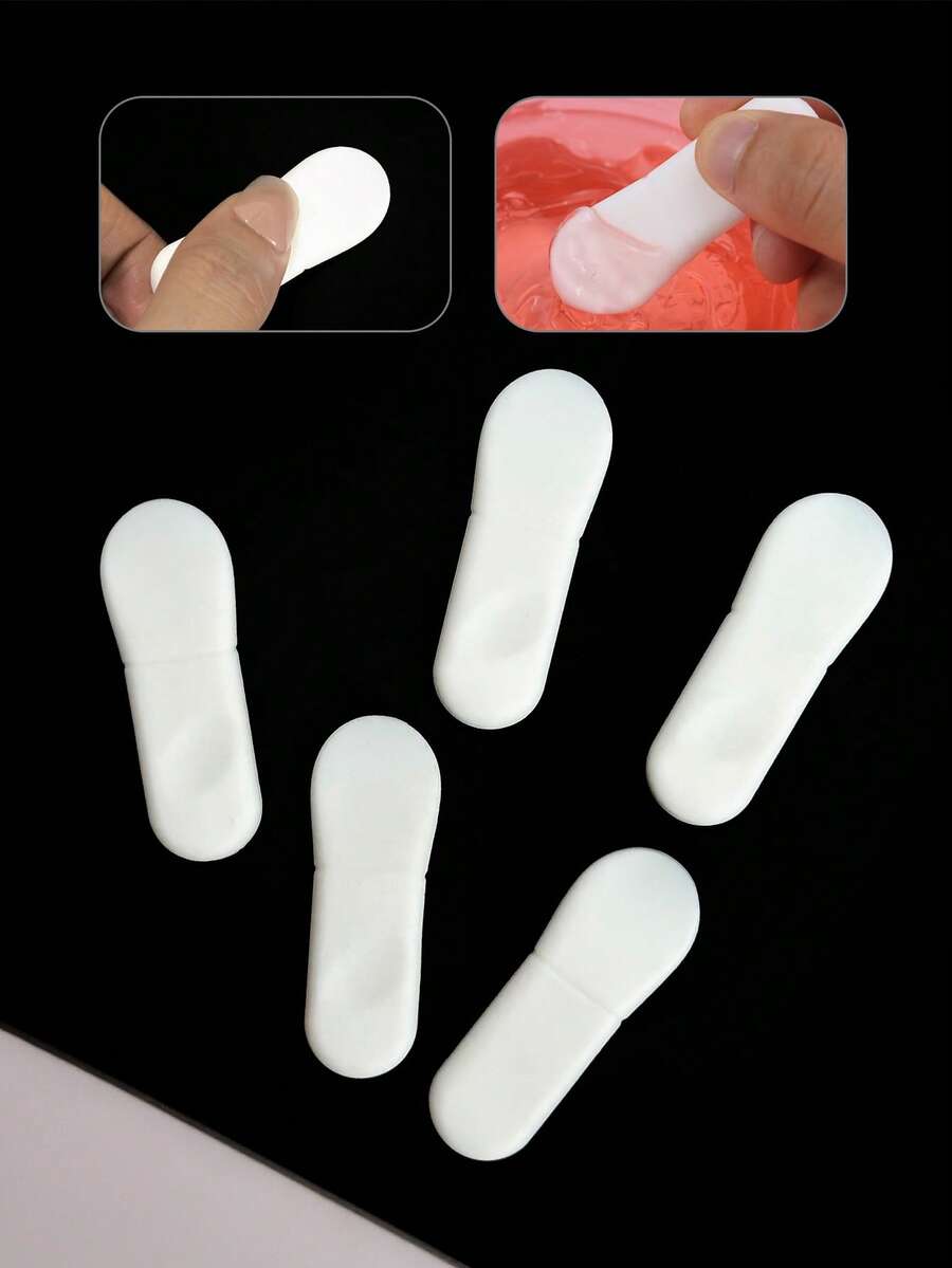 5件組白色矽膠面膜刷,軟毛頭泥膜塗抹器,底妝霜均勻上妝美妝工具 - 無色 - 查看 1