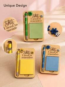 Personalized Memo Set With Pen, Engraved Wooden Desktop Organizer, Sticky Notes To-Do List Reminder, Stationery Gift Suitable For Colleagues, Students And Home Office - Sets - View 3