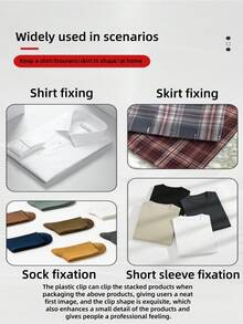 Plastic Transparent Shirt Clips Clothing Collar Packaging Fixing Clips White Shirt Anti-Slip Toothed Large Clips Organizer Clips For Various Clothes Socks Ties Scarves Wardrobe Essential - A - View 5