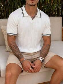 Men's Fashion Casual Vacation Style Short Sleeve Polo Shirt - White - View 2