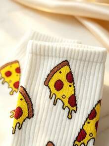 Kaos Kaki Kasual Setengah Betis Motif Pizza untuk Pemakaian Sehari-hari - MultiWarna - View 3