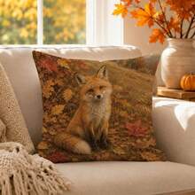 1 Stück Herbst Fuchs auf Hügellandschaft Kissenbezug, einseitig Muster, Pfirsichhaut Polyester Material, 45*45CM/18*18 Zoll Dekokissenbezug für Raumdekoration, moderne minimalistische Sofa Wohnzimmer Dekoration Geschenk - Verschiedenfarbig - Übersicht 1
