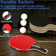 1 Set Table Tennis Racket Set (Includes Table Tennis Balls), 4 Long Handle Rackets, Training And Leisure Racket Combination, Suitable For Indoor Or Outdoor Table Tennis Rackets And Accessories - Multicolor - View 6