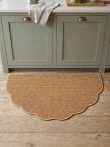 1 pieza Felpudo de borde ondulado semicircular duradero, marrón cálido, diseño sin patrón, elegante y discreto, felpudo de bienvenida, felpudo para exteriores, alfombra de cocina, decoración del hogar, felpudo para la puerta principal, alfombra para exteriores, decoración del hogar, alfombra de área, alfombra de jardín, alfombra lavable - Camel - Ver 6