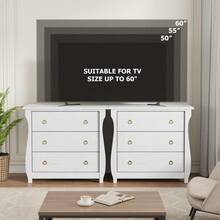Cómoda de 3 Cajones Estilo Moderno – Gabinete de Madera Blanca con Detalles en Ratán y Tiradores Negros, Patas Curvas, Para Sala, Recámara o Entrada, Acabado Roble Natural​ - Blanco - Ver 3