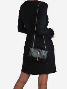 Tassel Pendant Crossbody Bag - Black - View 4