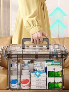 2/1pc Large Capacity Double Layer Pill Box, Transparent PVC Material, Waterproof Multi-Layer, Easy To Access And Clearly Visible, Suitable For Home, Outdoor Activities And Back To School Needs - Multicolor - View 11