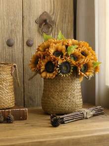 1/2/4pcs Artificial Sunflower, Realistic Silk Sunflower, Suitable For Home Decor, Room Party Tabletop Decoration, Party Decoration, Autumn Decoration, Halloween, Harvest Festival, Celebration Decoration, Autumn Landscape, Outdoor Party - Multicolor - View 3