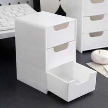 1/2pcs Mini 3-Tier Desktop Storage Box, Furniture-Style Cosmetic Organizer, Office Storage Box, 3-Tier Easy-Pull Drawer Storage Box, Lipstick Jewelry Storage, Room Decor Home Decor Bedroom Decor, Women's Drawer Cosmetic Organizer, Travel Essential - White - View 11