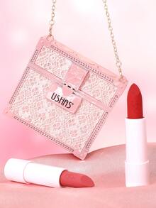USHAS Matte Lipstick Gift Set, 3-Piece, 9-Color Velvet Smooth Lipsticks, Cute Chain Lace Mini Bag Packaging, Long-Lasting Full Coverage Nude & Red Lip Makeup Set, Suitable For Gifting - #C Rose Pink Series - View 6