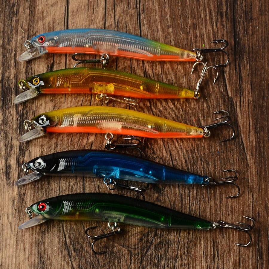 Set Umpan Pancing Minnow Jarak Jauh dengan Suara Mengapung dan Efek Suara, 5 Warna - MultiWarna - View 1