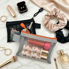 Tas Jaring Kecil dengan Resleting; Tas Penyimpanan Makeup Nilon; Perlengkapan Tas Makeup Perjalanan Portabel; Tas Stand Aksesoris Kecantikan - Beraneka warna - View 6
