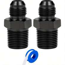 2PCS 6AN Male Flare To 3/8" NPT Pipe Fitting Adapter Aluminum Straight Black - Black - View 1