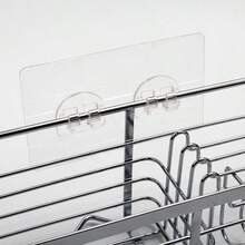 多用途透明自黏式掛鉤免鑽孔塑膠收納架，附無損貼紙，適用於廚房與浴室 - A - 查看 3