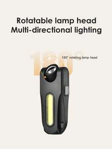 1/2PCS Rechargeable LED Flashlight, Cob Side Light-C Type Rechargeable, Portable Multifunctional Outdoor Flashlight With Clip/Magnet, Suitable For Hiking, Camping, Fishing, Running, Emergency Lighting - Black - View 10