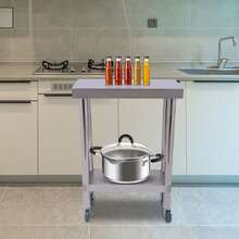 Robust, Mobile 2-Tier Stainless Steel Work Table 201 With Lockable Casters For The Catering Industry (Restaurant) - A - 查看 3
