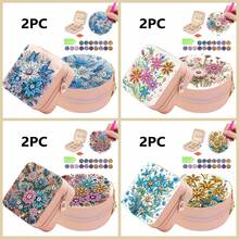 2pcs Diamond Painting Kit With Zipper Jewelry Box, Floral Pattern, Canvas Material, Partial Mosaic Craft, DIY Large Capacity, Suitable For Women Hobbyists, Thanksgiving Holiday Gift - View 13