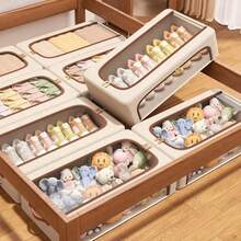 1pc Foldable Shoe Storage Box, Large Capacity Underbed Storage Bin, Multi-Functional Drawer-Style Shoe And Clothing Organizer, Suitable For Closet, Underbed, Dorm And Bedroom, Can Be Placed On Top Of Cabinet, Perfect For Christmas And Seasonal Storage - Khaki - View 5