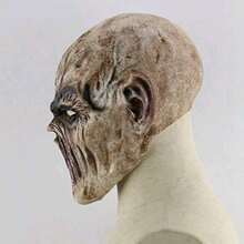 1pc Grey Pointy Ear Alien Monster Latex Mask, Suitable For Halloween Horror Party/Escape Room Costume, Hot-Selling Item - Multicolor - View 6