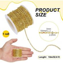 PH PandaHall 33 Ft Necklace Chains 2.2mm Golden Iron Chains Link Flat O-Shaped Chains Jewelry Chain Necklace Bracelet Jewelry Making Valentine, 3x2.2x0.6mm - Red Copper4.1x3x0.8mm - View 4