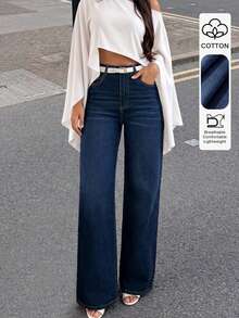 Pantalones largos de pierna ancha para mujer, nuevos, sueltos, versátiles, casuales, retro, para todas las estaciones - Azul profundo - Ver 6