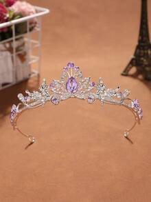 1件時尚精緻合金皇冠髮飾 女款 婚禮派對用 - 44007銀紫 - 查看 6